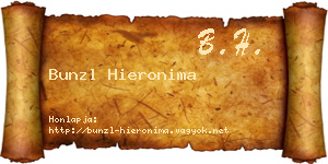 Bunzl Hieronima névjegykártya